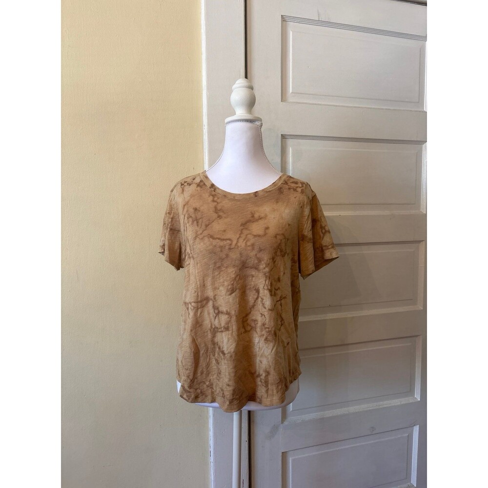 Crop top tshirt Brown tie dye acid wash scoop neck in summer cottage core basic